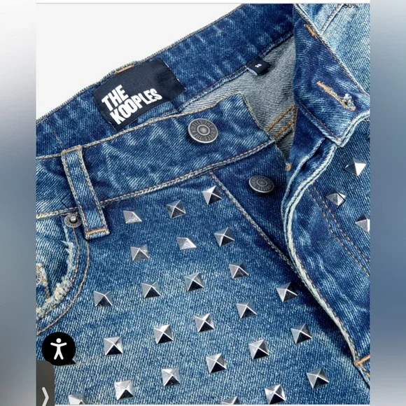 $675 NWT THE KOOPLES Studded Denim Blue Jeans FR 40 US 8 10